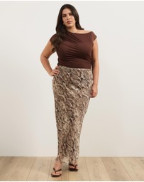 Atmos&Here Curvy - Kiera Snake Print Midi Skirt