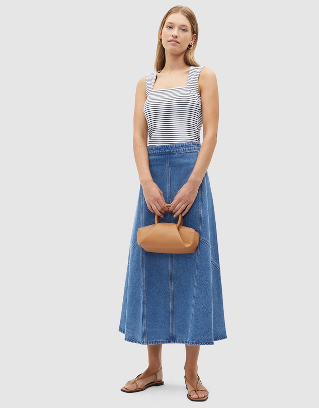 Seed Heritage - Denim Flare Midi Panel Skirt