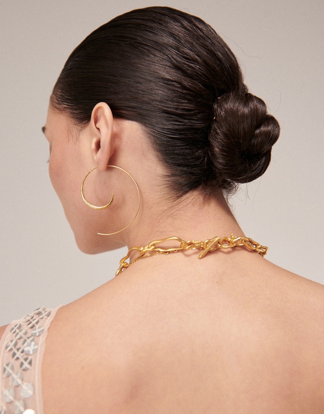 Ottoman Hands - Aegina Gold Pull Through Hoop Earrings