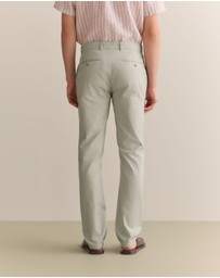 Trenery - Regular Fit Yarn Dyed Cotton Dobby Chino in Light Grey