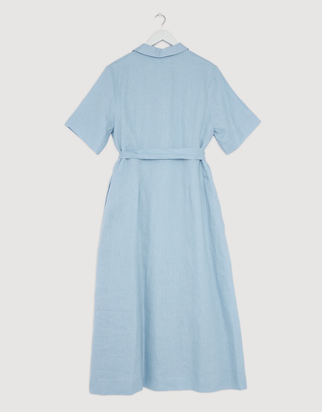 Revibe - Repaired AERE Orien Tuck Waist Linen Shirt Dress - AU 16