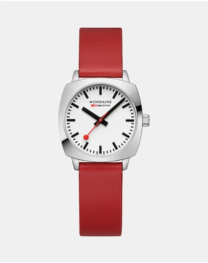 Mondaine - Mondaine Official Swiss Railways Petite Cushion Vegan Leather Watch