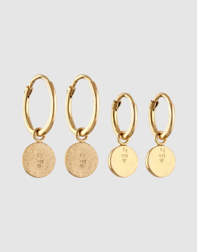 Elli Jewelry - Agate Circle Earring Set in Gold-Plated 925 Silver