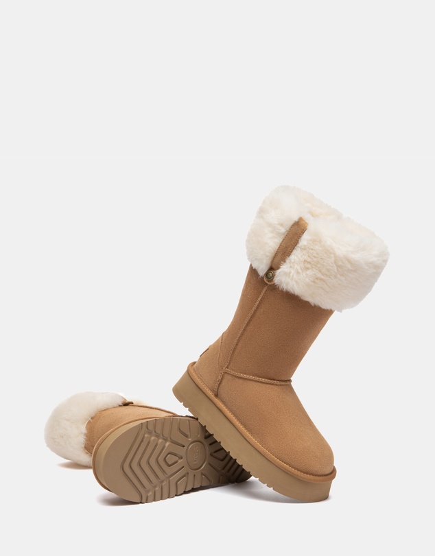 EVERAU - Australian Shepherd Ugg Tall Eleny Platform Cow Suede Upper UGG Boots