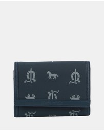 Pierre Cardin - Pierre Cardin Canvas Print/Leather Trim Bi-Fold Flap Wallet