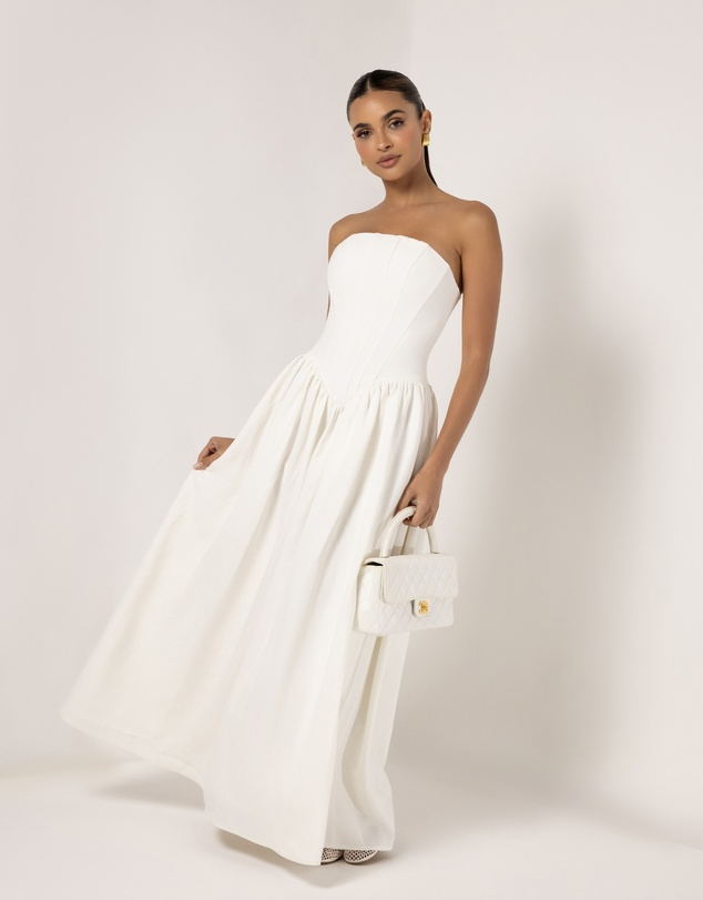 Heiress Beverly Hills - Strapless Corset Crepe Flare Maxi Dress
