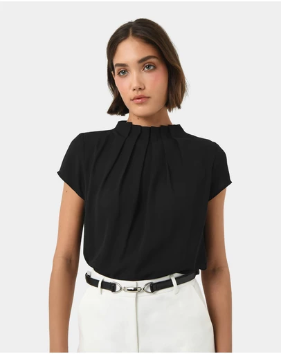 Forcast - Olivia Pleated High Neck Top