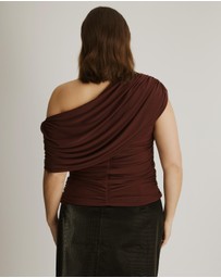 Atmos&Here Curvy - Winnie Off Shoulder Mesh Top