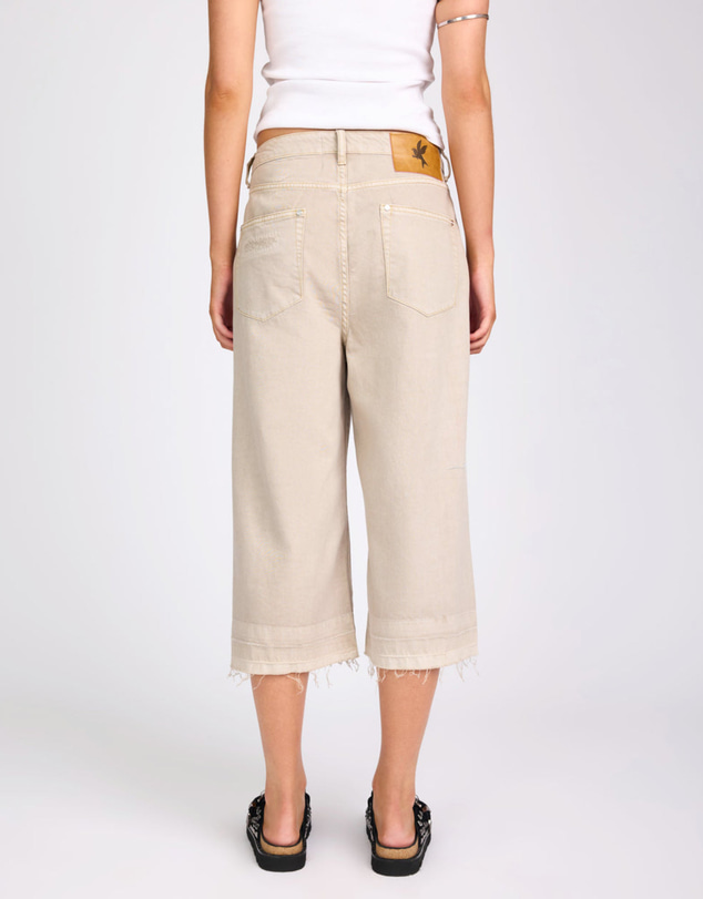 ONE TEASPOON - 720'S Mid Waist Super Long Length Denim Jorts - Stone