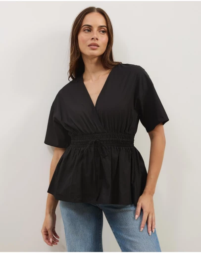 Atmos&Here - Elis Cotton Gathered Waist Top