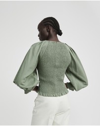 Witchery - Cotton Ramie Shirred Blouse