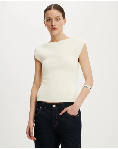Cotton On - Double Knit Boat Neck Top