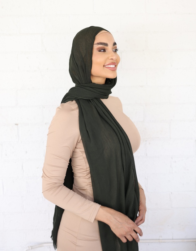Mod Squad - Rayon Hijab Frayed Edge - Forest