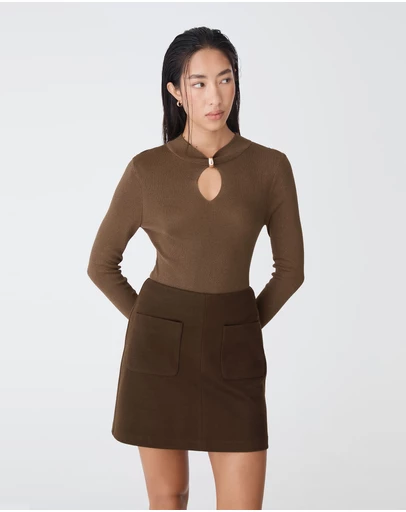Forcast - Ciara Keyhole Lurex Knit Top