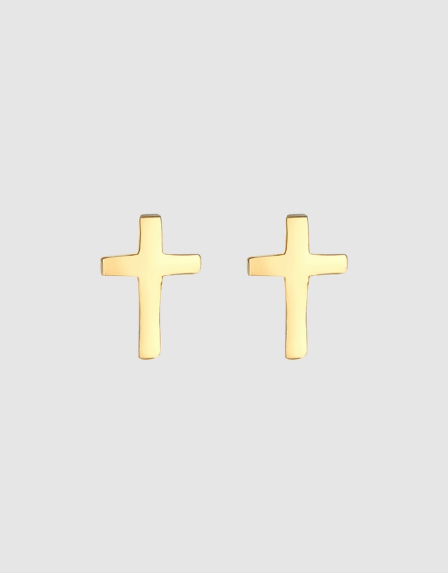 Elli Jewelry - Kids - Cross Kids Stud Earrings in Gold-Plated 925 Silver