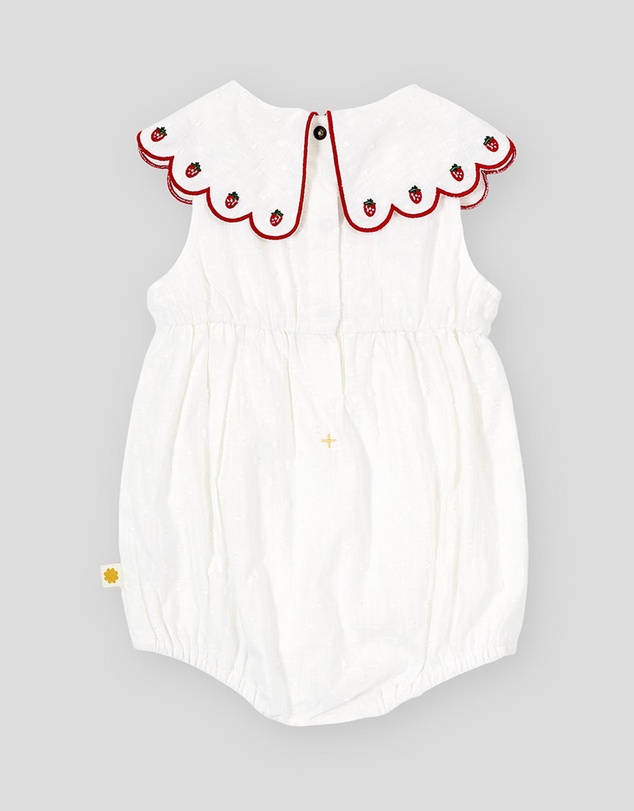 Goldie + Ace - Scallop Collar Strawberry Romper - Babies