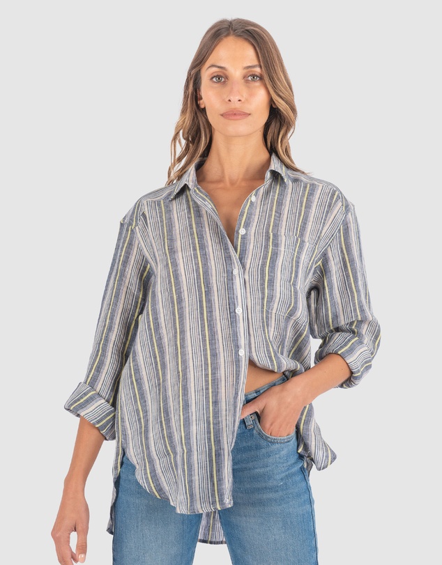 CAMIXA - Poppy Oversized Striped Linen Shirt