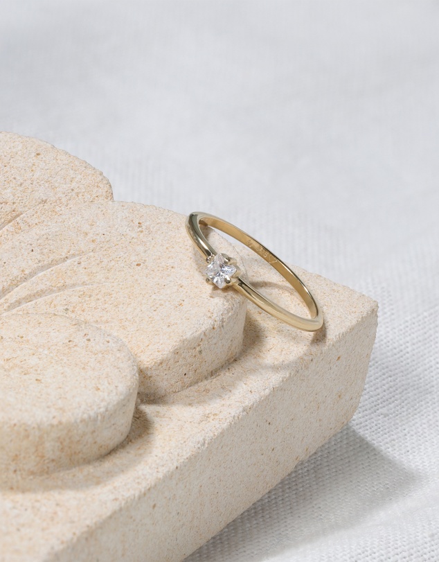 Elli Jewelry - Zirconia Engagement Ring in Gold-Plated 925 Silver
