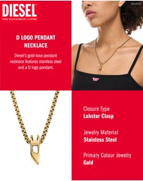 Diesel - D Logo Gold Necklace