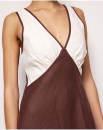 AERE - Eila Contrast Linen Slip Midi Dress
