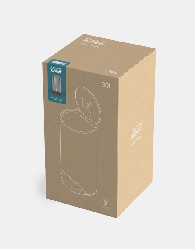 Joseph Joseph - Arc™ 30-Litre Slimline Pedal Bin with Liner Pocket - Stainless Steel