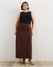 Atmos&Here Curvy - Valentia Belted Mesh Maxi Skirt
