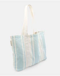 Morgan & Taylor - Breeze Beach Tote Bag in Blue and White Stripe