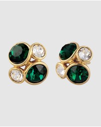 Elli Jewelry - Earrings Stud Crystal 925 Sterling Silver Gold-Plated