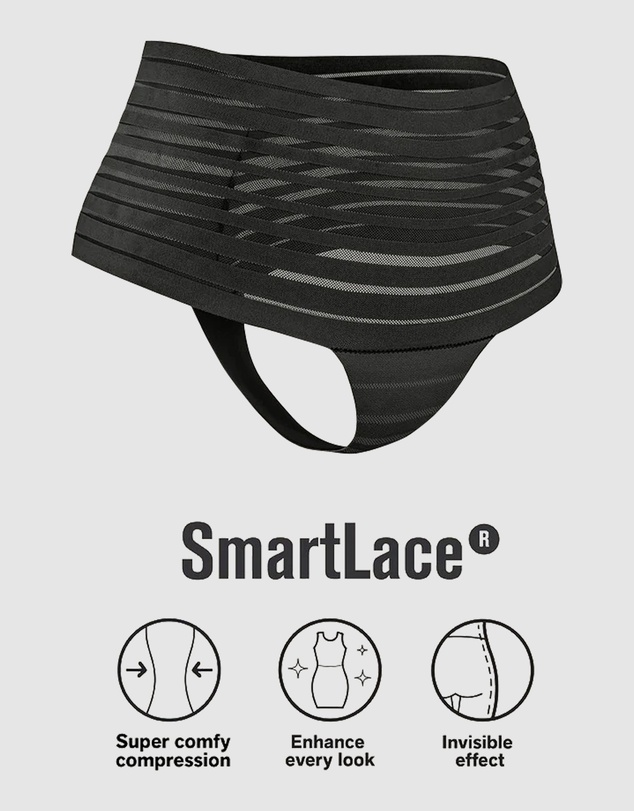 Leonisa - Sheer Stripe Tummy Compression High Waist Thong