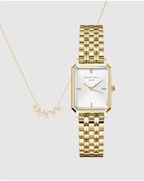 Rosefield - The Octagon XS - Gold Tone Watch and Playful Crystals Necklace Set