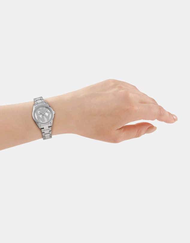 DKNY - Logo Silver 28mm Silver Dial Womens Watch + Silver Bracelet