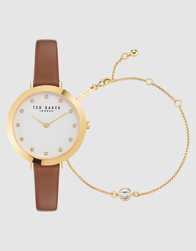 Ted Baker - Ammy Iconic Tan Leather Watch and Bracelet Gift Set