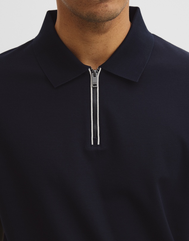 Country Road - Merculalised Cotton Pique Zip Polo