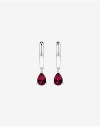 Michael Hill - Pear Cut Created Ruby Pendant and Drop Earring Set in Sterling Silver