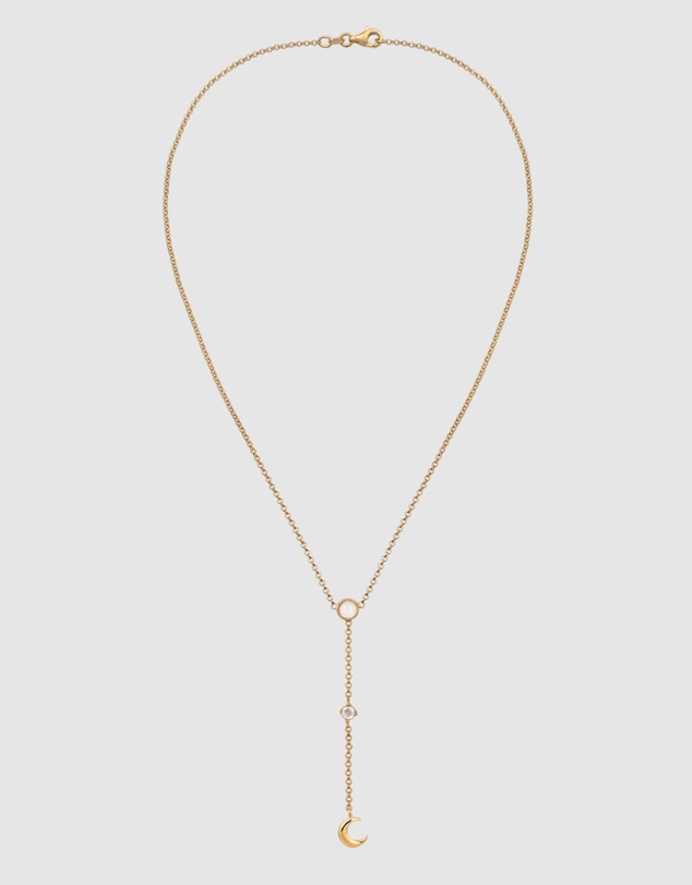 Elli Jewelry - Necklace Women Crescent Moonstone 925 Sterling Silver Gold Plated