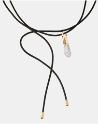 PDPAOLA - Pave Drop Pendant Leather Necklace