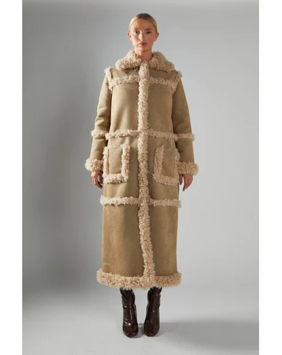 Glamorous - Longline Shearling Trim Coat