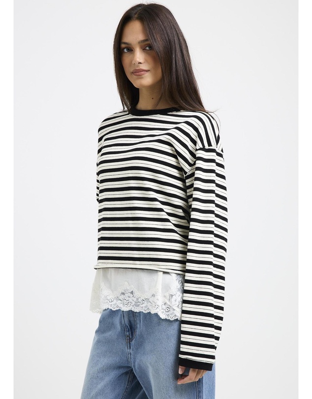 Subtitled - Long Sleeve Stripe Top