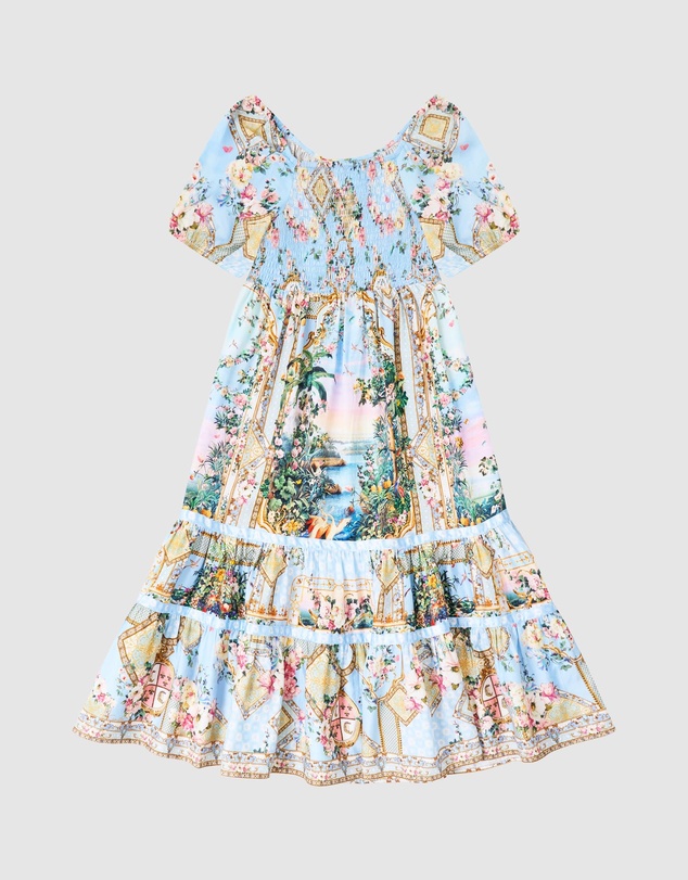 Camilla - Peasant Maxi Dress With Ribbon Skirt - Kids