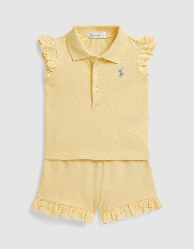 Polo Ralph Lauren - Eyelet Stretch Mesh Polo Shirt & Shorts - Babies