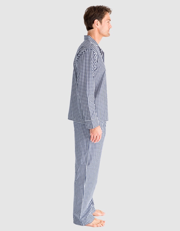 Sant And Abel - Men's Hepburn Gingham Navy Long PJ Set