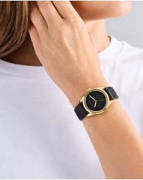 Ted Baker - Coolly Gold-Tone 34mm Black Embossed Leather Watch