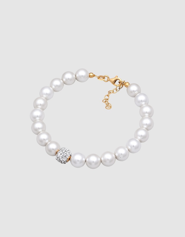 Elli Jewelry - Bracelet with Pearls Ball Synthetic Pearl 925 Sterling Silver Gold-plated