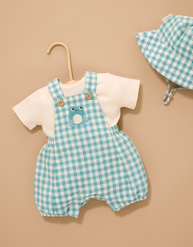Purebaby - Gingham Overall set -Babies