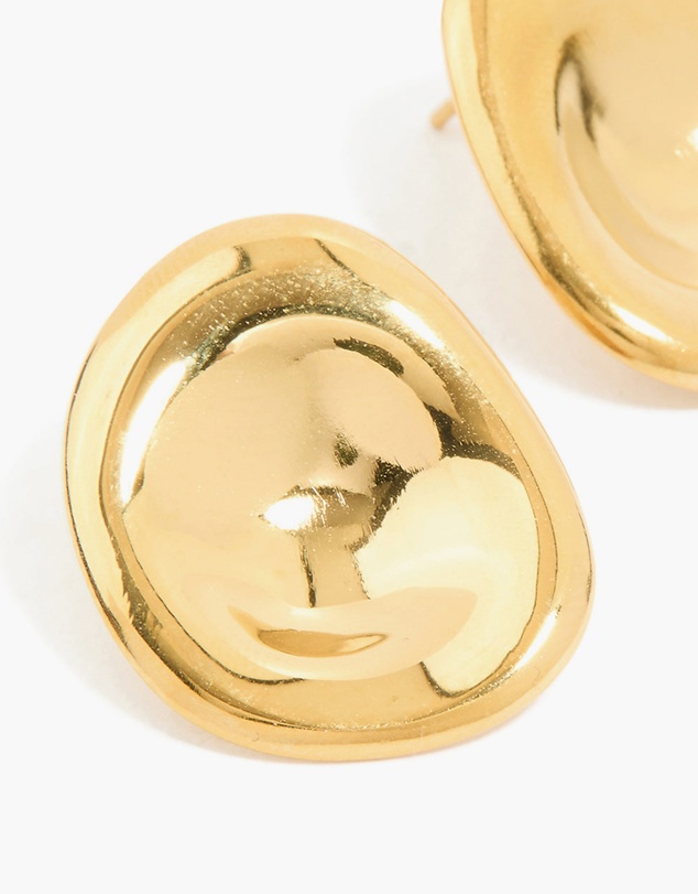 Lovisa - Waterproof Gold Plated Stainless Steel Button Stud Earrings