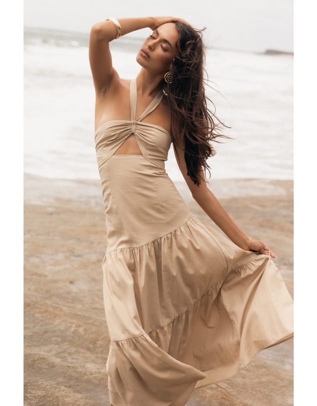 Petal & Pup - Haven Halterneck Maxi Dress - Tan