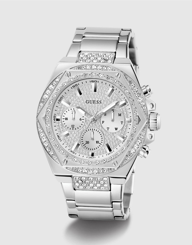 GUESS - GUESS Men's Silver Tone Multi-function Watch