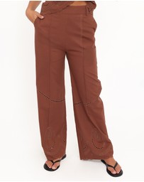 Petal & Pup - Dalia Eyelet Pant - Brown
