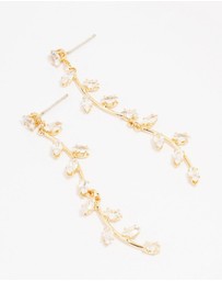 Lovisa - Gold Plated Long Winding Cubic Zirconia Drop Earrings
