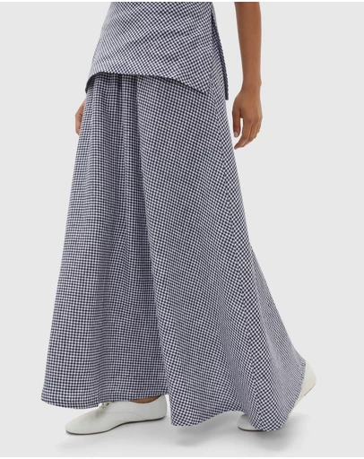 Seed Heritage - Linen Gingham Elasticated Skirt